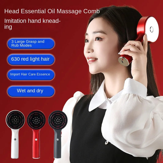 Electric Scalp Massager Quality Hair Care Head Massager with Red Light Applicator and Liquid Guide